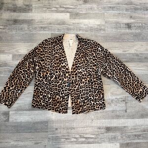 Chicos animal print heavyweight one button knit cardigan size 3/XL S31